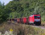 Die Sonne und ein (fast immer) strahlend blauer Himmel lockte uns am 28.09.2015 an die Strecke nach Luisenthal Saar. Zuerst kam uns 186 340 mit einem leeren Güterzug aus Richtung Völklingen vor die Linse. Bahnstrecke 3230 Saarbrücken - Karthaus