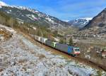 186 288 + Re 486 505 mit DGS 41853 am 10.01.2015 bei Angertal.