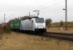 Am 18.03.2016 kam die E 186 187-1 von METRANS (Railpool) aus der Richtung Magdeburg nach Demker und fuhr weiter in Richtung Stendal .