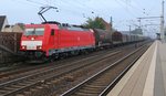186 338-0 mit gemischtem Güterzug aus Richtung Seelze kommend.