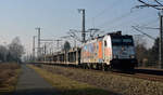 Am 14.02.17 verlässt 186 181 der HSL mit einem leeren Autozug den Rbf Engelsdorf Richtung Riesa.