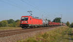 187 141 führte am 31.08.19 einen gemischten Güterzug durch Jeßnitz Richtung Bitterfeld.