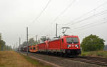 187 160 und 187 114 beförderten am 06.10.19 einen kurzen gemischten Güterzug durch Brehna Richtung Bitterfeld.