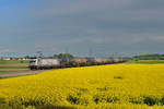 187 077 mit einem Kesselzug am 12.05.2017 bei Niedermünchsdorf.