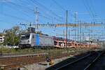 Lok 187 009-6 durchfährt am 13.10.2023 den Bahnhof Pratteln.