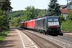 Nachschuss am 27.08.2015 auf MRCE/DB Schenker ES 64 F4-455 (5 170 029-0), welche am Zugschluss eines Lokzuges von 152 085-7, in dem auch 185 181-5 und 185 367-0 überführt wurden, hing und