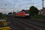 189 069-8 mit einem leeren Autotransportzug in Richtung Köln ausfahrend aus dem Rheydter Hbf am 26.9.2017