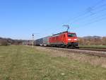 189 060-7 zu sehen mit einem Containerzug am 01.04.20 in Großeutersdorf.