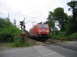 BR 189 092-0 mit leeren Niederbordwagen    19.07.07