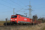 19. Februar 2008, Lok 189 004 befördert kurz vor Hochstadt-Marktzeuln einen Güterzug in Richtung Lichtenfels durch die  Zettlitzer Kurve.