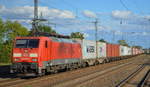 DB Cargo AG [D] mit  189 008-6  [NVR-Nummer: 91 80 6189 008-6 D-DB] und Containerzug am 28.09.20 Bf. Saarmund.