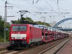 189 052 mit Autozug in die Niederlande in Salzbergen, 01.09.16