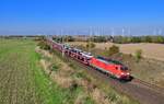 189 016 mit einem Autozug am 30.09.2022 bei Ovelgünne.