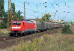 189 017-7 war am 08.09.04 mit ihrem tglich verkehrenden Zug in Halle-Ammendorf anzutreffen.