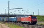 189 004-5 bringt am 17.04.10 einen Containerzug aus den Rbf Alte-Sderelbe nach Hamburg-Waltershof.