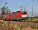 189 100 und 189 076 bei Voerde (KBS 420) am 13.12.2009