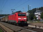 189 005 durchfuhr am 20.8.10 mit einem gemischtem Gterzug den Bahnhof Kronach in Richtung Lichtenfels.