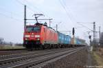 189 007-8 mit Containerzug in Friesack(Mark) in Richtung Neustadt(Dosse) unterwegs.