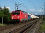 189 002 durchfhrt am 18.Mai 2011 mit einem gemischten Gterzug den Bahnhof Gundelsdorf Richtung Saalfeld/S.