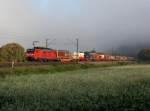 Die 189 001 mit einem KLV-Zug am 11.10.2012 unterwegs bei Himmelstadt.