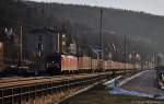 189 003 (91 80 6189 003-7 D-DB) mit Containerzug am 05.03.2013 in Knigstein / Sachsen