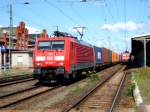 Am 24.05.2014 kam 189 063 mit einem Containerzug aus Richtung Magdeburg nach Stendal und fuhr weiter in Richtung Salzwedel.