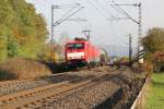 189 100-1 mit gemischtem Güterzug in Fahrtrichtung Süden. Aufgenommen am 22.10.2013 in Wehretal-Reichensachsen.