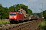 189 002-9 ist mit einen gemischten Güterzug unterwegs bei Vollmerz am 03.06.14.