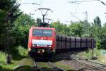 189 032-6 in Doppeltraktion vor Güterzug durch Bonn-Beuel - 26.06.2014