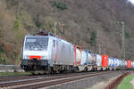 Akiem 189 207 bei Stolzenfels/Koblenz auf der linken Rheinseite 14.3.2024