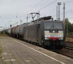 ES 64 F4 - 201 (189 201-7)mit Kesselzug von Rostock-Seehafen nach Grokorbetha bei der Durchfahrt in Rostock-Dierkow.07.09.2012 