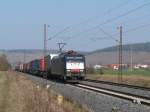 ES64F4 016 @ 189 916 von MRCE Dispolok, fhrt am 14.02.13 mit einem KLV aus Richtung Gemnden, nach Wrzburg.