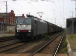 Am 01.05.2014 kam 189 910 mit dem TXL Zug aus Richtung Magdeburg nach Stendal und fuhr weiter in Richtung Wittenberge.