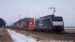 Auch 189 208 für ERS mit dem 42331 von Rotterdam nach Poznan rauschte auf leisen Sohlen durch Ahrensdorf am 01.02.14.