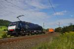 ES 64 F4-159 (189 159) mit einen Container Richtung Süden bei Hermannspiegel am 28.08.14 unterwegs.