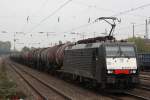 MRCE Dispolok/NbE Rail ES 64 F4-113 am 16.10.13 mit einem Kesselzug in Düsseldorf-Rath.