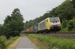 189 989 Dispo mit LKW-Auffliegern bei Erzhausen am 09.06.2016