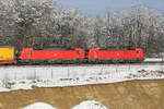 193 326 + 193 345 am 14.01.2024 bei Zorneding mit etwas restlichem Schnee bei eisigen Temperaturen.