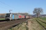 193 801-8 Railpool mit LKW-Auffliegern bei Retzbach-Zellingen am 28.03.2017