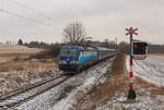 Messfahrten mit CD Vectron 193 298 und EC Wagenpark auf Strecke zwischen Vojtanov und Cheb. Aufgenommen am Bahnübergang bei Aquaforum am 17.03.2018