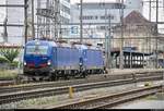 193 491-8 und 193 490-0 (Siemens Vectron) der Hupac AG stehen nun aufgerüstet im Bahnhof Pratteln (CH).