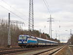 193 297 in Richtung Berlin am 28. Januar 2019 auf den südlichen Berliner Ring bei Diedersdorf.