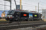 Die von der BLS eingemietete Siemens Vectron 193 712-7 steht auf einem Abstellgleis beim Bahnhof Pratteln. Die Aufnahme stammt vom 13.01.2020.