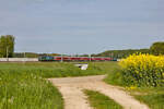 IRE 200 Ulm-Wendlingen im Vectron-Sandwich am 21.05.2023 bei Merklingen.