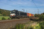 X4E-859 ( 193 859-69) gesehen am 11.10.2023 mit einem Containerzug bei Hermannspiegel.