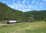 E193 003 approaches Pietrabissara whilst hauling a FuoriMuro freight train from Miramas to Mortara, 1 Aug 2016