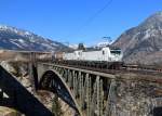 193 812 + 193 204 mit einem Knickkesselzug am 07.03.2015 bei Angertal.