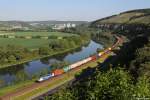 193 822 mit Containerzug am 13.05.2015 bei Himmelstadt.