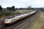 103 184 mit pnktlichem TEE 91303 von Dortmund HBF nach Stresa kurz nach Neuluheim, 20.03.08.