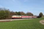 103 245 mit dem fr dieses Jahr letztmalig verkehrenden CNL 1319 nach Innsbruck am 02.04.2011 bei Ostermnchen.